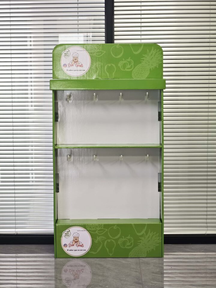 Custom green 2-layer tray floor display